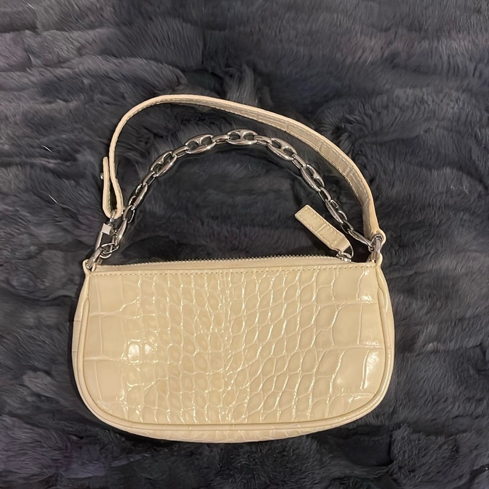 By Far mini Rachel in cream croc-effect